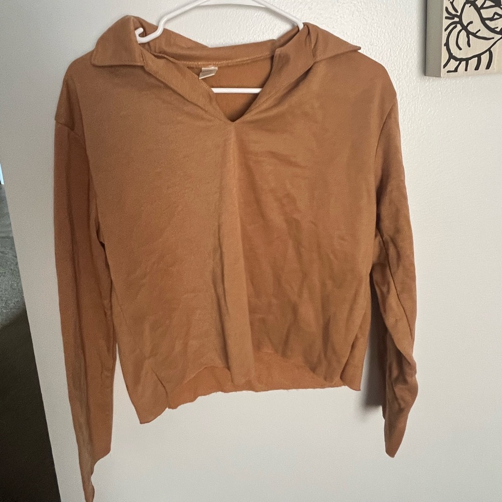 Brown v neck long sleeve size large